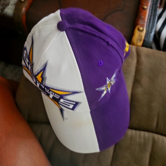 2001 XFL Drew Pearson Embroidered Color Block Purple Birmingham Bolts Hat Cap - Picture 1 of 1
